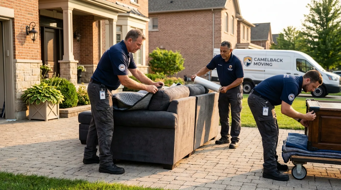 Large estate moving crew wrapping furniture in Alamogordo, NM