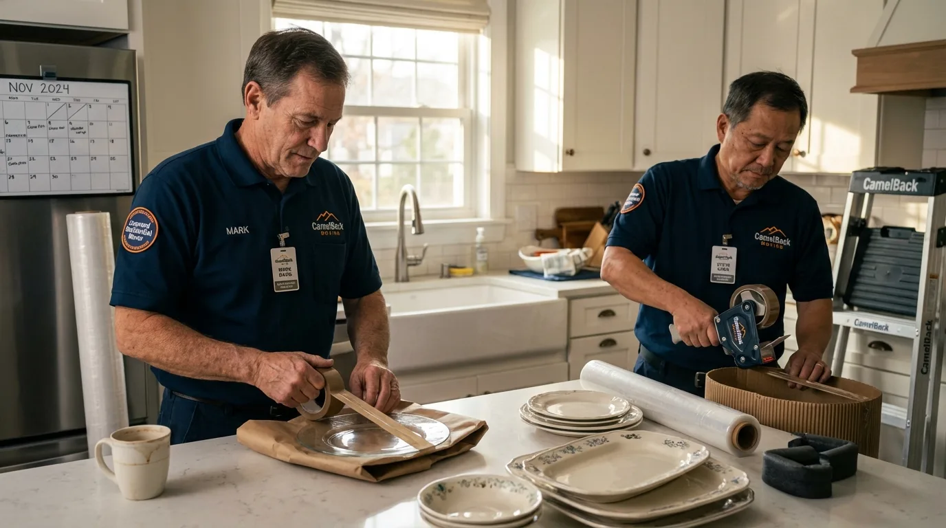 Professional crew packing kitchen dishware in Alamogordo, NM